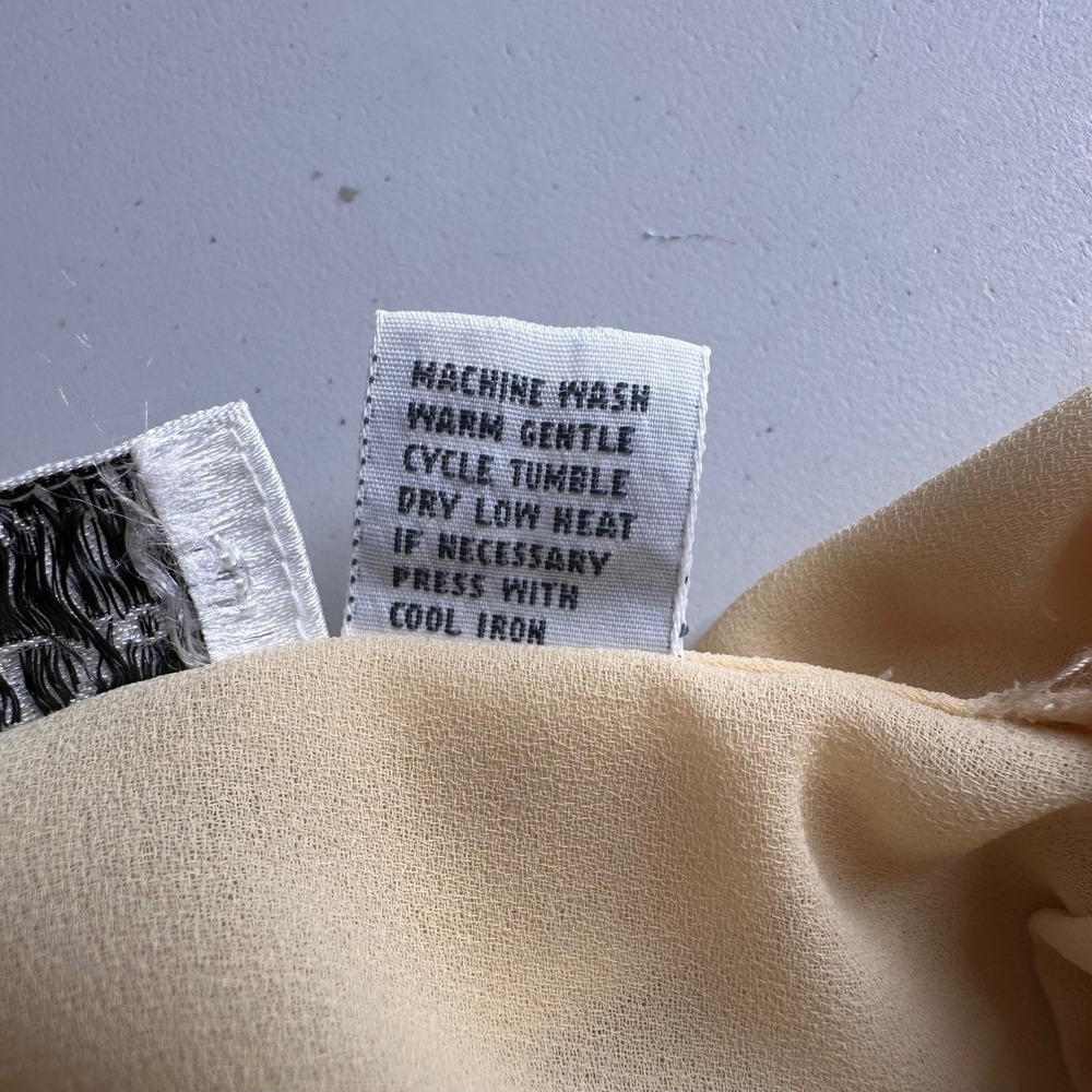 Christian Dior Vintage Yellow Chiffon Button Down Blouse Pleated Shoulder Size 6 - Picture 10 of 16